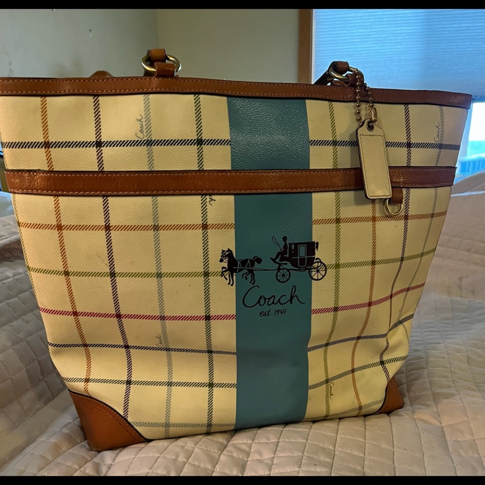Coach Tote Bag, Multi, Roughly 17” x 14”, Good Used Condition